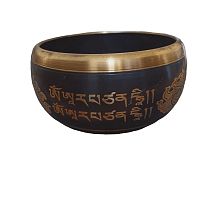 Поющая чаша тибетская, литая (чёрная патина, золото) 13 х 13 х 7 см., вес 720 гр. ПЧЛ005